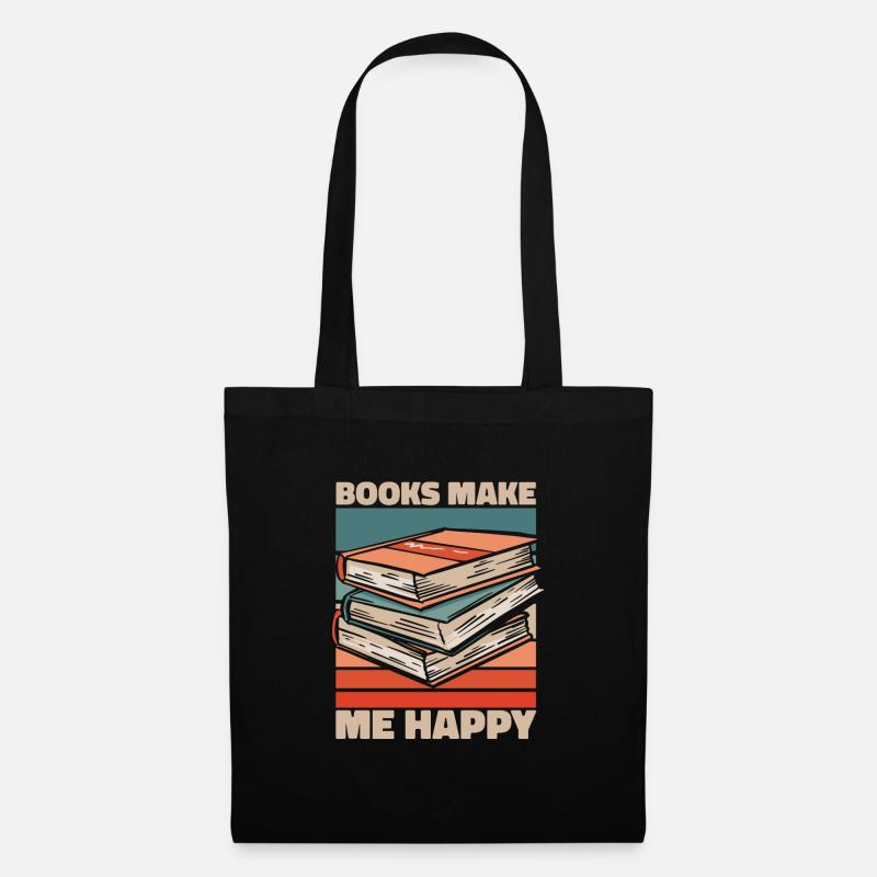 Bücher Buch lesen Bücherei Bibliothek Bücherwurm - Stoffbeutel - Schwarz