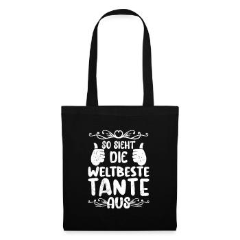 So sieht die weltbeste Tante aus Beste Tante - Stoffbeutel - Schwarz - Vorne