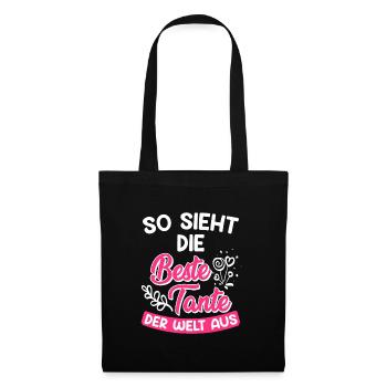 So sieht die Beste Tante der Welt aus Super Tante - Stoffbeutel - Schwarz - Vorne