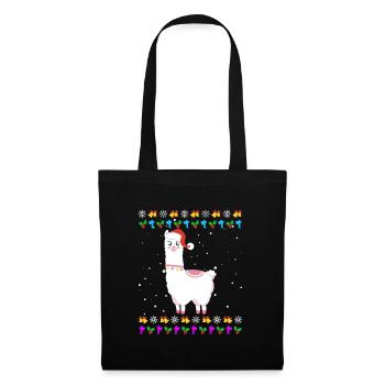 Noël moche Lama Alpaga Noël - Sac en tissu - noir - Devant