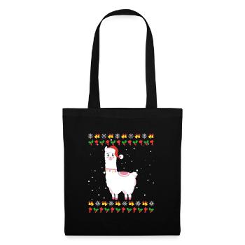 Noël moche Lama Alpaga Noël - Sac en tissu - noir - Devant