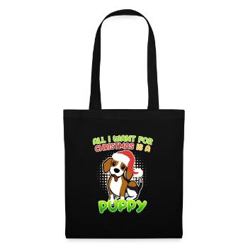 Je veux un chiot pour Noël Chien Puppy Beagle - Sac en tissu - noir - Devant