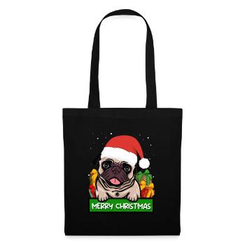 Pug Dog Propriétaire de chien Joyeux Noël - Sac en tissu - noir - Devant