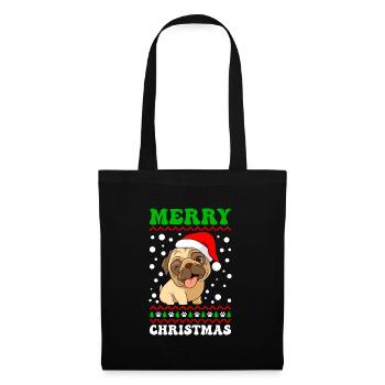 Joyeux Noël chien carlin chien propriétaire carlin - Sac en tissu - noir - Devant