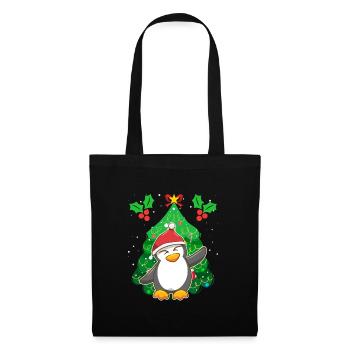 Pinguin Weihnachten Pinguin Tannenbaum - Stoffbeutel - Schwarz - Vorne