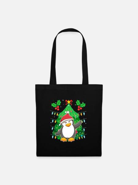 Pinguin Weihnachten Pinguin Tannenbaum - Stoffbeutel - Schwarz