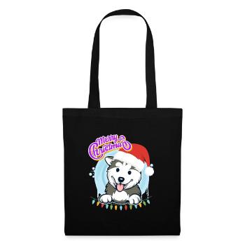 Joyeux Noël Husky Puppy Noël - Sac en tissu - noir - Devant