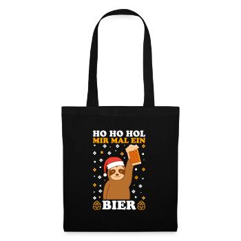 Ho Ho Hol mir mal ein Bier Faultier Nikolaus - Stoffbeutel - Schwarz - Vorne