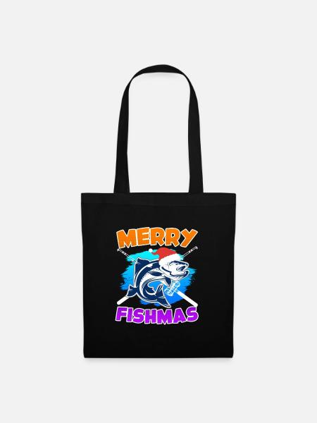 Merry Fishmas Fishing - Stoffbeutel - Schwarz