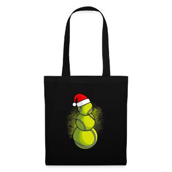 Tennisball Tennisspieler Schneemann Weihnachten - Stoffbeutel - Schwarz - Vorne