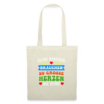 Kleine Menschen brauchen große Herzen Erzieherin - Stoffbeutel - Natur - Vorne