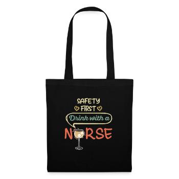 Safety First Drink avec Funny Nurse - Sac en tissu - noir - Devant