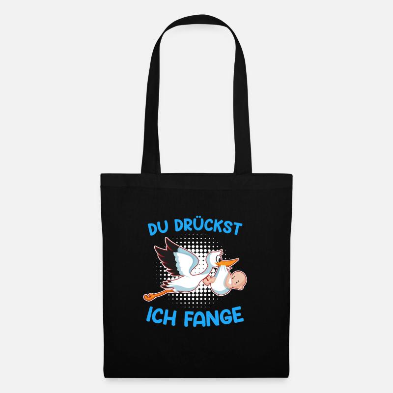 Du drückst ich fange Ich bin eine Hebamme - Stoffbeutel - Schwarz