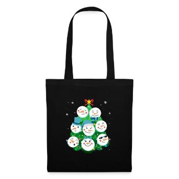 Tannenbaum Snowmies Schneemann - Stoffbeutel - Schwarz - Vorne