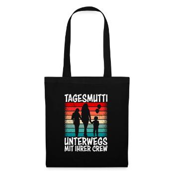 Tagesmutti unterwegs mit ihrer Crew Tagesmutter - Stoffbeutel - Schwarz - Vorne