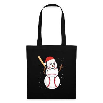 Baseball Schneemann Baseball Spieler Baseballer - Stoffbeutel - Schwarz - Vorne