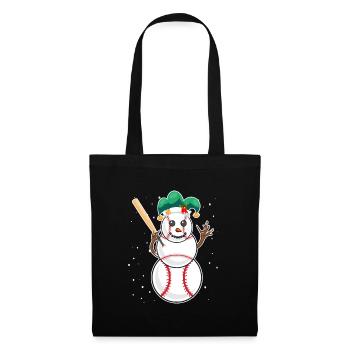Baseball Schneemann Baseball Spieler Baseballer - Stoffbeutel - Schwarz - Vorne