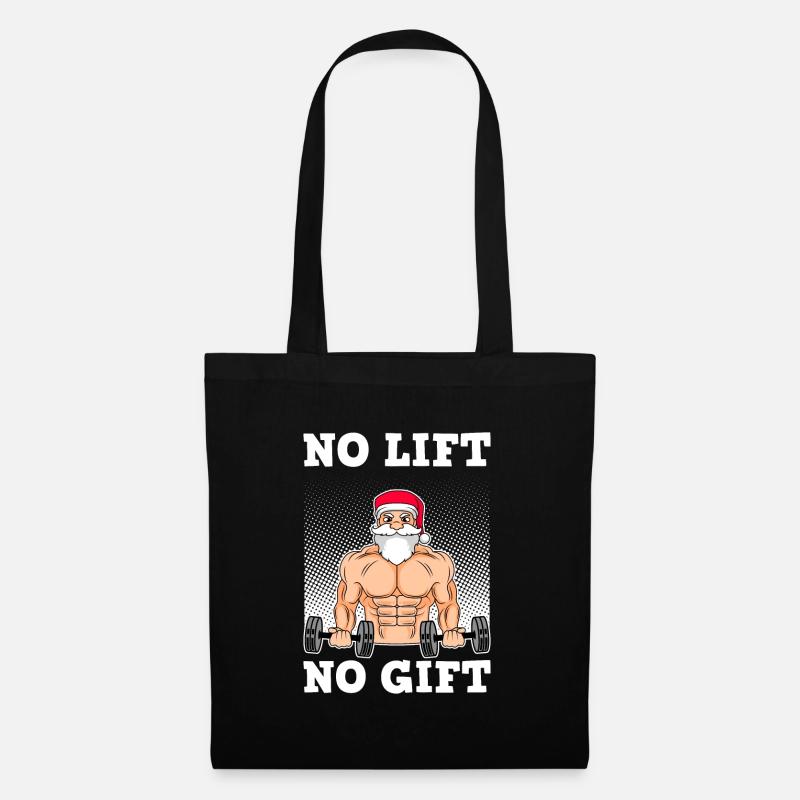 No Lift no Gift Nikolaus mit Sixpack Bodybuilder - Stoffbeutel - Schwarz