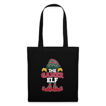 Gaming Spruch the Gamer Elf Nikolaus Weihnachten - Stoffbeutel - Schwarz - Vorne
