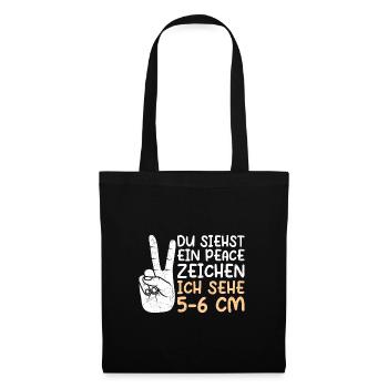Du siehst ein Peace ich sehe 5-6 cm Hebamme - Stoffbeutel - Schwarz - Vorne