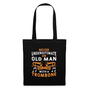 Ne sous-estimez pas un vieil homme avec un trombone - Sac en tissu - noir - Devant