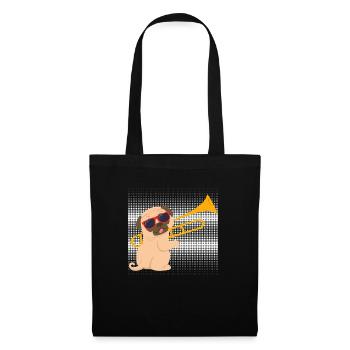 Musician with pug dog plays trombone - Tote Bag - black - Front