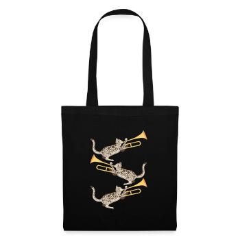 Musicien avec chat avec trombone - Sac en tissu - noir - Devant
