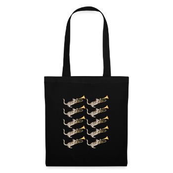 Musicien avec chat avec trombone - Sac en tissu - noir - Devant