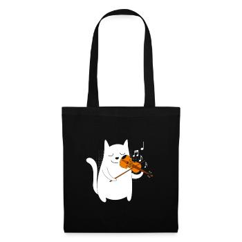 Musicien avec chat je joue du violon - Sac en tissu - noir - Devant