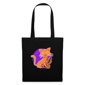Musicien avec chat je joue du violon - Sac en tissu - noir - Devant