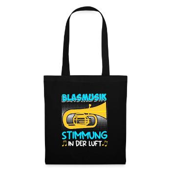 Tuba Trompete Stimmung in der Luft Blasmusik - Stoffbeutel - Schwarz - Vorne