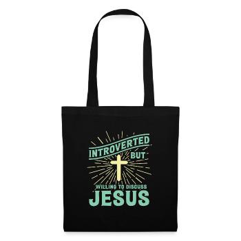 Introverted But Willing To Discuss Jesus - Funny - Tote Bag - black - Front