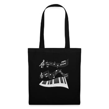 Musik Klavier spielen Pianist ich liebe Noten - Stoffbeutel - Schwarz - Vorne