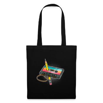 Je suis rétro vintage j’écoute des cassettes - Sac en tissu - noir - Devant