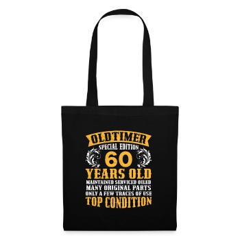 Oldtimer 60 Jahre alt 60. Geburtstag - Stoffbeutel - Schwarz - Vorne