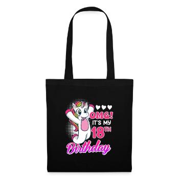 18 ans fille 18ème anniversaire licorne - Sac en tissu - noir - Devant