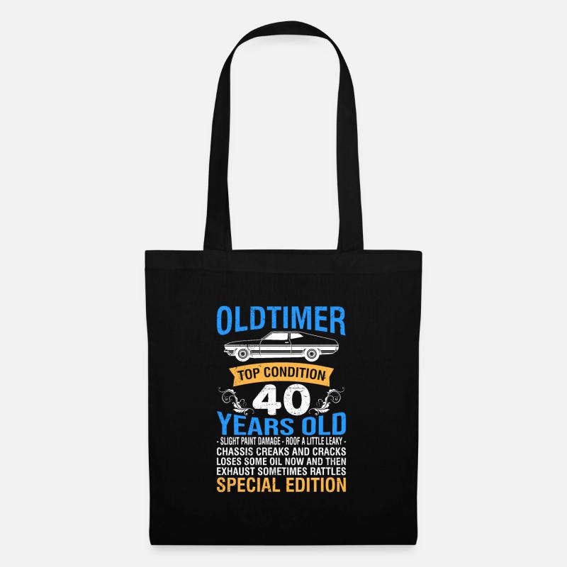 Oldtimer 40 Jahre alt 40. Geburtstag Herren - Stoffbeutel - Schwarz