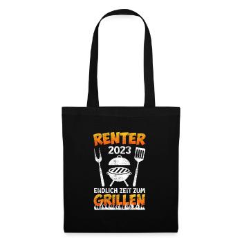 Rentner 2023 endlich zeit zum grillen - Stoffbeutel - Schwarz - Vorne