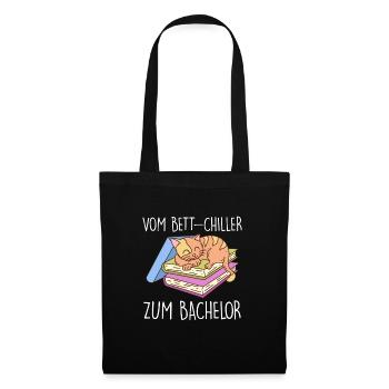 Vom Bett Chiller zum Bachelor - Stoffbeutel - Schwarz - Vorne