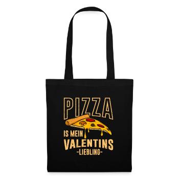 Pizza is my Valentine Fast Food Lover Valentinstag - Stoffbeutel - Schwarz - Vorne