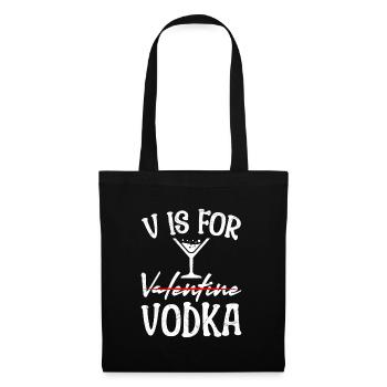 V steht für Vodka lustiges Valentinstag - Stoffbeutel - Schwarz - Vorne
