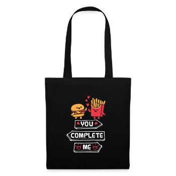 You complete me! Fast Food Lover Burger fries - Tote Bag - black - Front