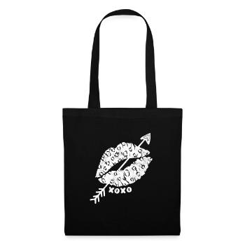 Embrasser la bouche Amour Saint-Valentin - Sac en tissu - noir - Devant