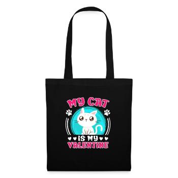 Amour de chat J’aime mon chat Saint-Valentin - Sac en tissu - noir - Devant