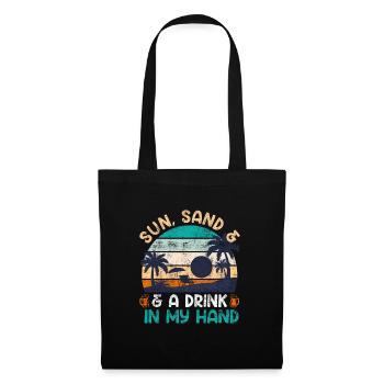 Plage ensoleillée un verre à la main fête de vacances - Sac en tissu - noir - Devant