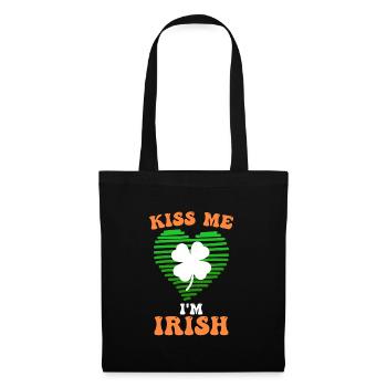 Embrasse-moi, Je suis Irlandais, Irlandais, Saint-Patrick - Sac en tissu - noir - Devant