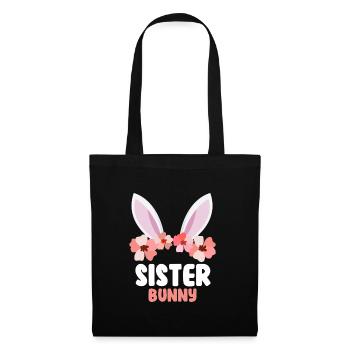 Frohe Ostern Schwester Hase Osterhasen Schwestern - Stoffbeutel - Schwarz - Vorne