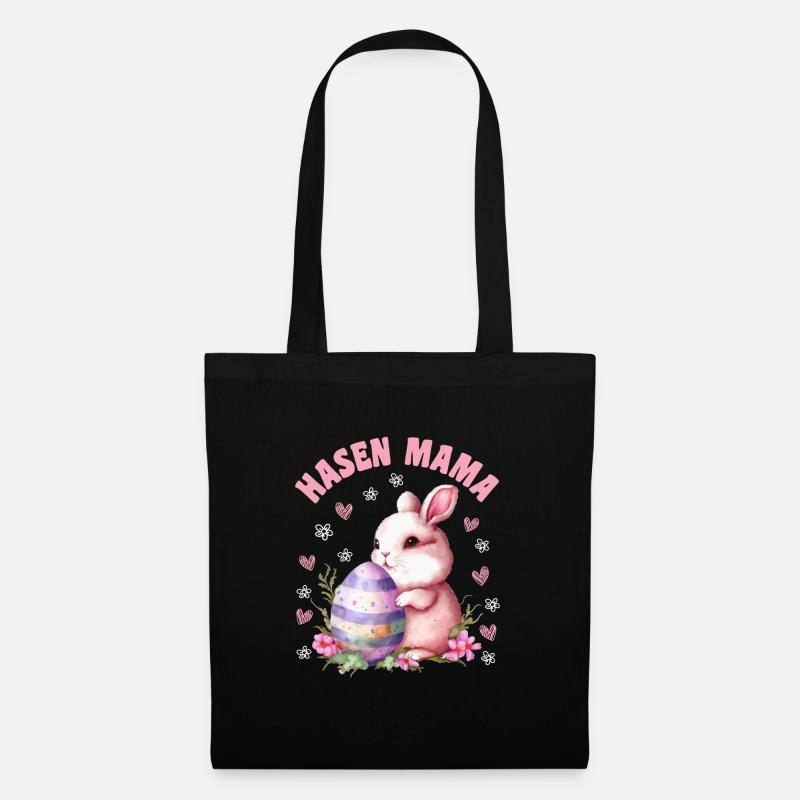 Hasen Mama Hase Osterhasen Osterfreunde Ostern - Stoffbeutel - Schwarz