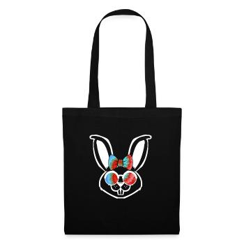 Hasengesicht Cooler Osterhase mit Brille - Stoffbeutel - Schwarz - Vorne