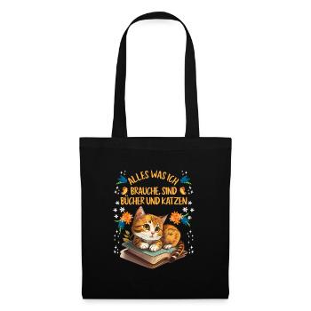 Books and Cats Katzenliebhaber und Leseratte - Stoffbeutel - Schwarz - Vorne